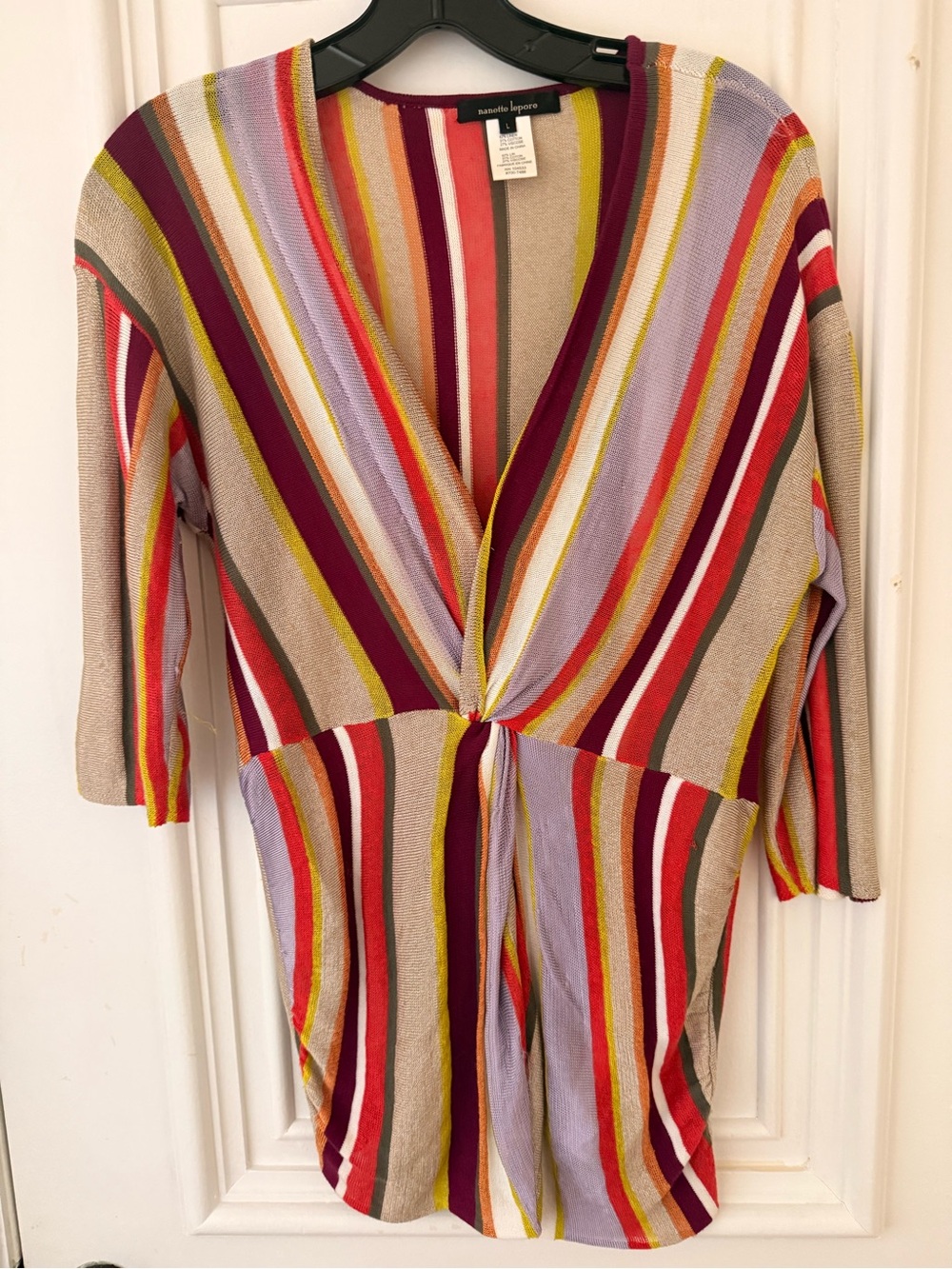 Nanette Lepore Multicolor Striped Twist-Front Tunic